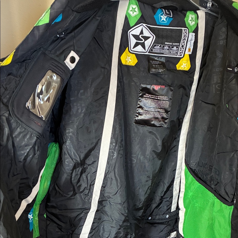 SESSIONS Men’s Puffer Jacket with Multicolor Diamond Patterns w/ RECCO tech WR 8 - Picture 8 of 8